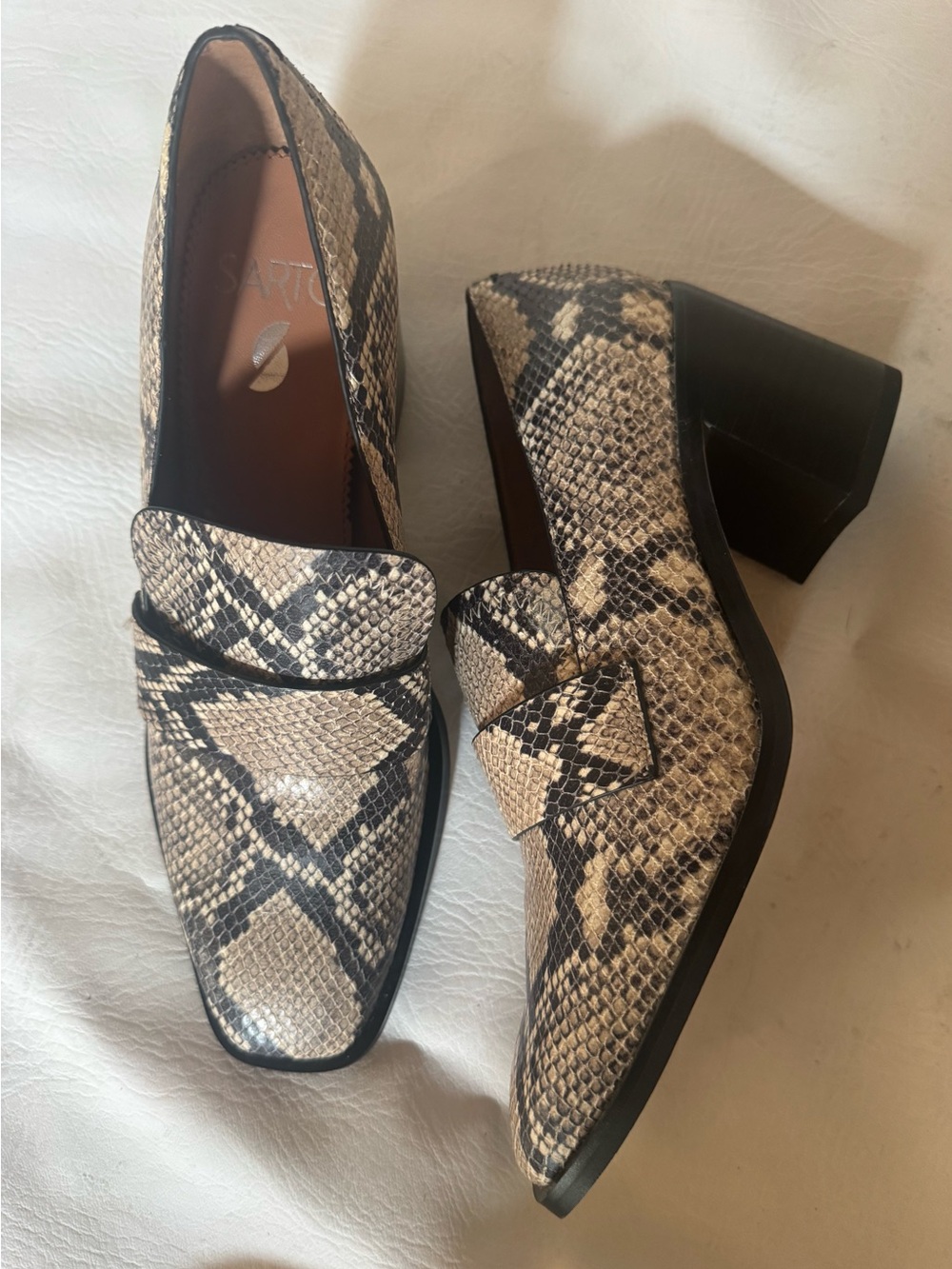 Sarto Python Heeled Loafers